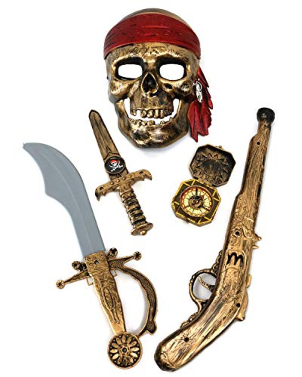 5-piece Halloween Pirate Costume Accessories for Kids, Pirate Role Play Set/Halloween Costumes for Boys/Pirate Paraphernalia